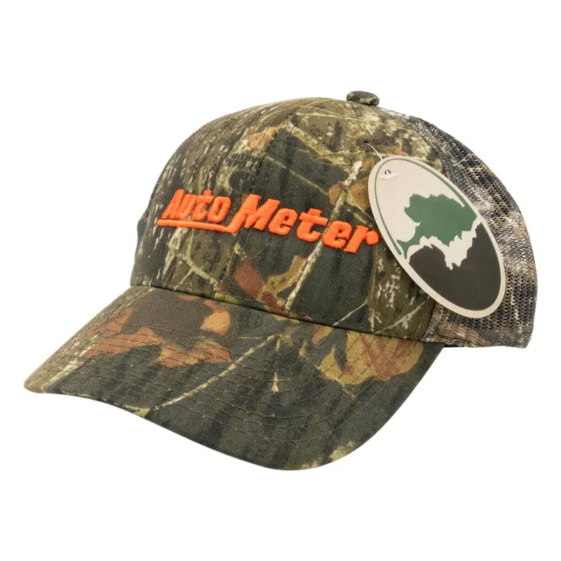 Autometer Hat Mesh Black W/ Velcro Hunting Camo Blaze Orange 1