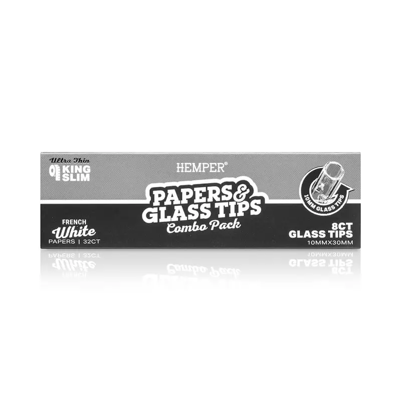 King Size Classic White Paper Booklet + 10Mm Glass Tips 1