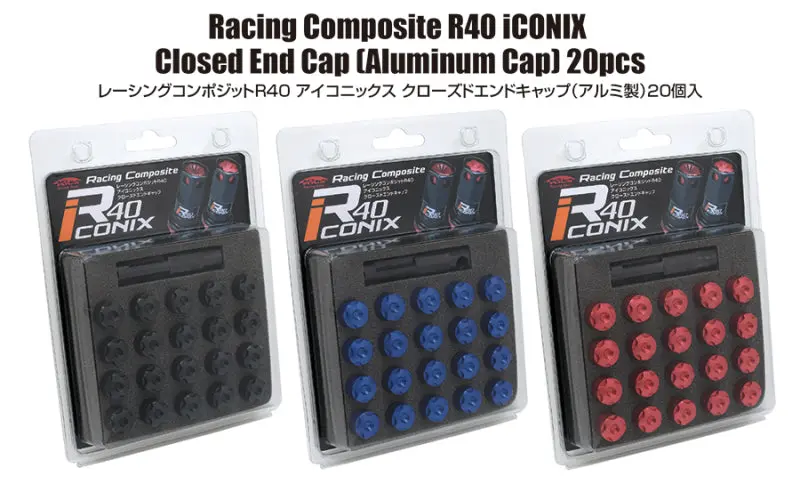 Project Kics 12X1.25 R40 Iconix Aluminum Cap Set - Black (20 Pcs) 1
