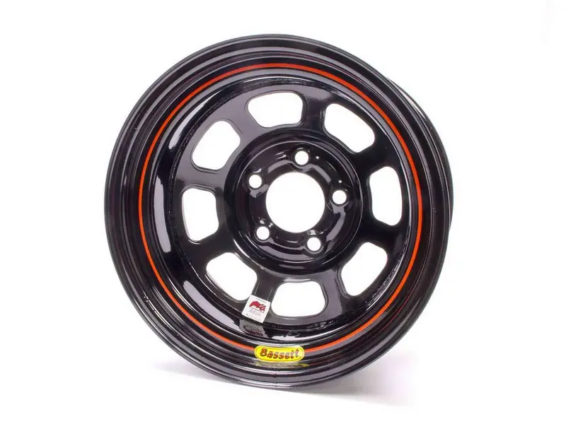 Bassett Imca-Spec Racing Wheel – 15X8", 5X5", D-Hole Design, Matte Black Finish (58D54I) 1
