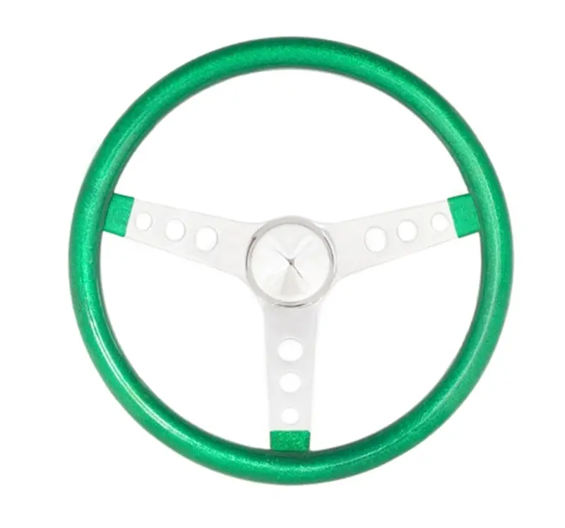 Grant 8462 Green 3-Spoke Metal Flake Steering Wheel – 15-Inch Diameter With Silver Spokes 1