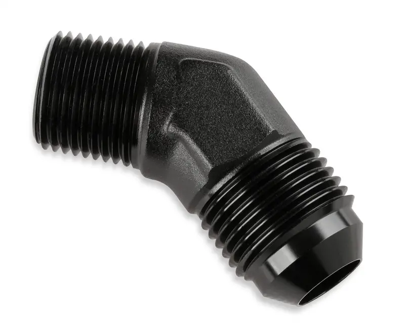 Mr. Gasket 45° An To Npt Adapter – -8An Male To 1/2" Npt Male, Anodized Black (Part #482388-Bl) 1